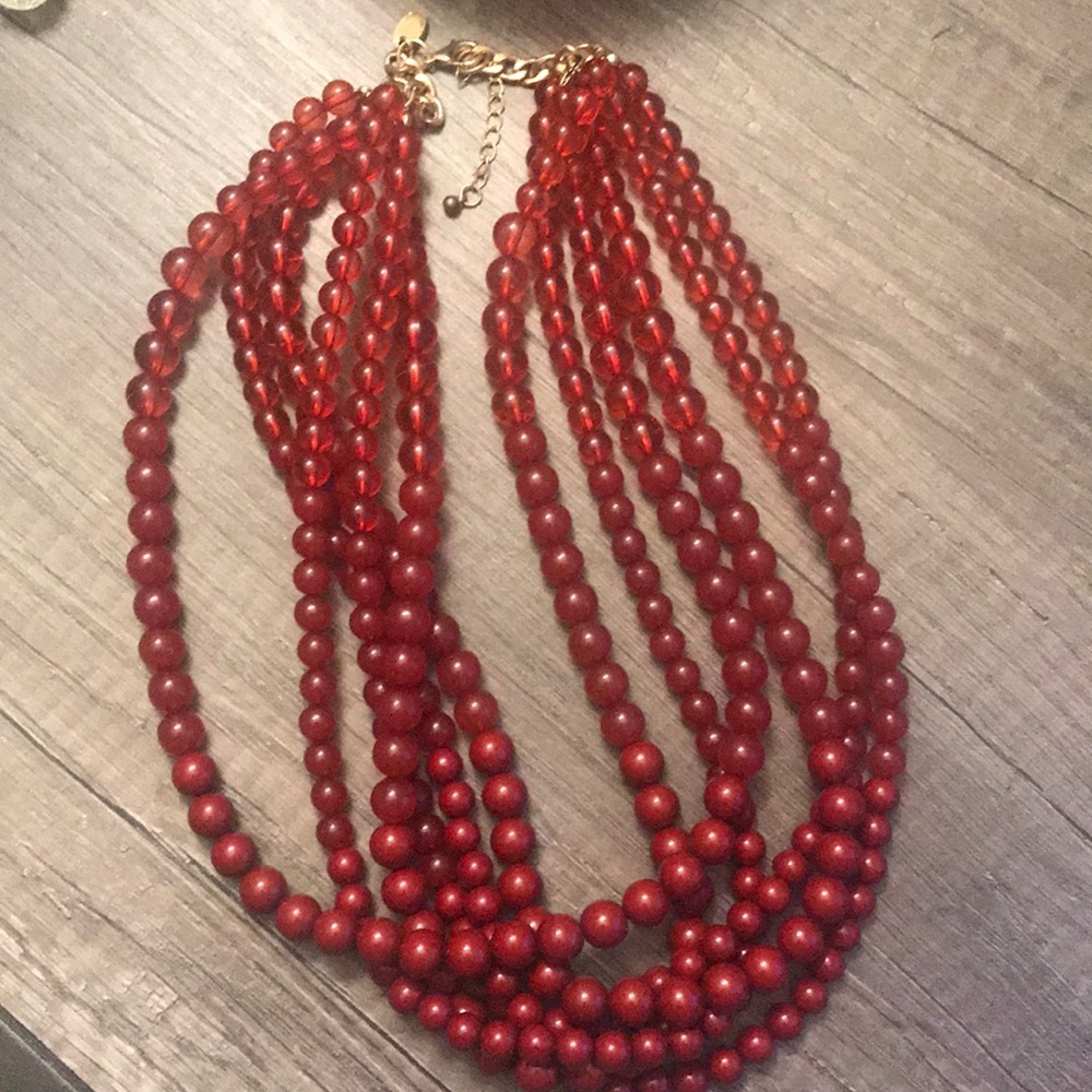 Red Multi Strand Necklace
